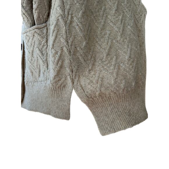 Olive + Oak Cable Knit Oatmeal Cardigan Sweater, Size M - Picture 8 of 8